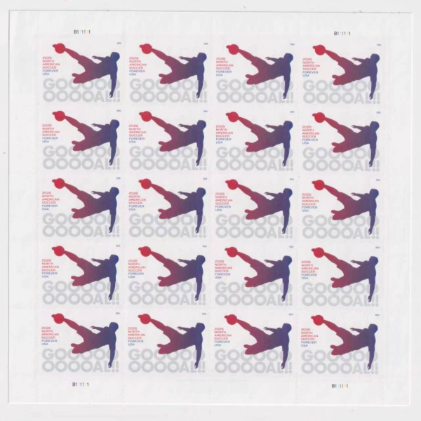 2026 North American Soccer Forever Stamps – 100 Stamps
