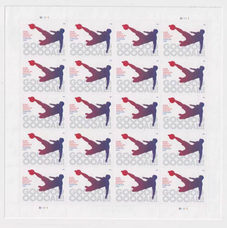 2026 North American Soccer Forever Stamps – 100 Stamps