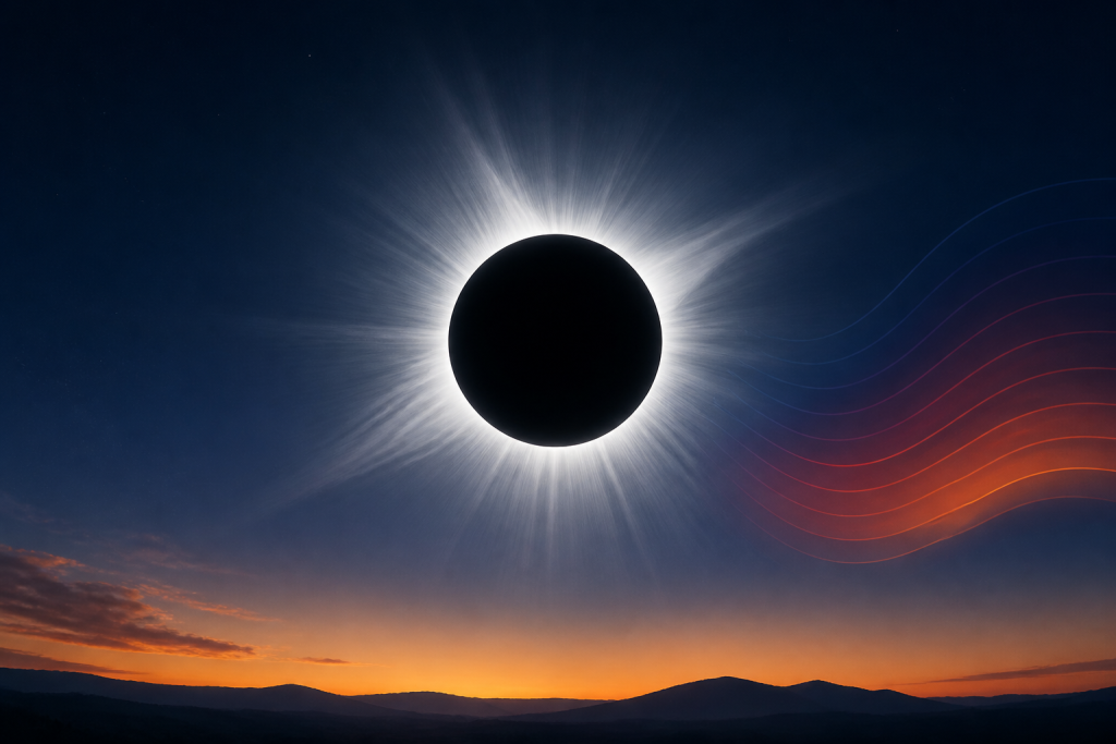 Total solar eclipse with a subtle heat-wave color motif
