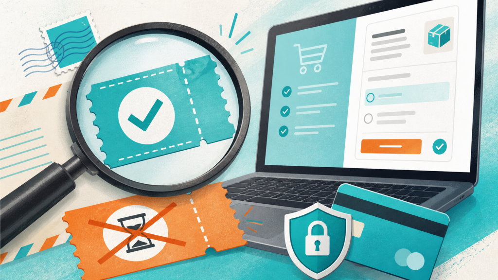 Coupon and checkout verification illustration