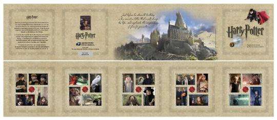 Harry Potter Forever stamp souvenir booklet with 20 designs